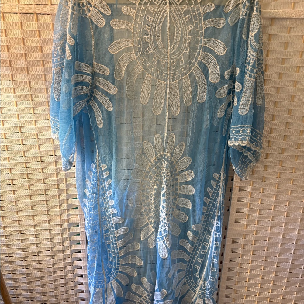 Rebellion Cham Blue and White Sheer Top